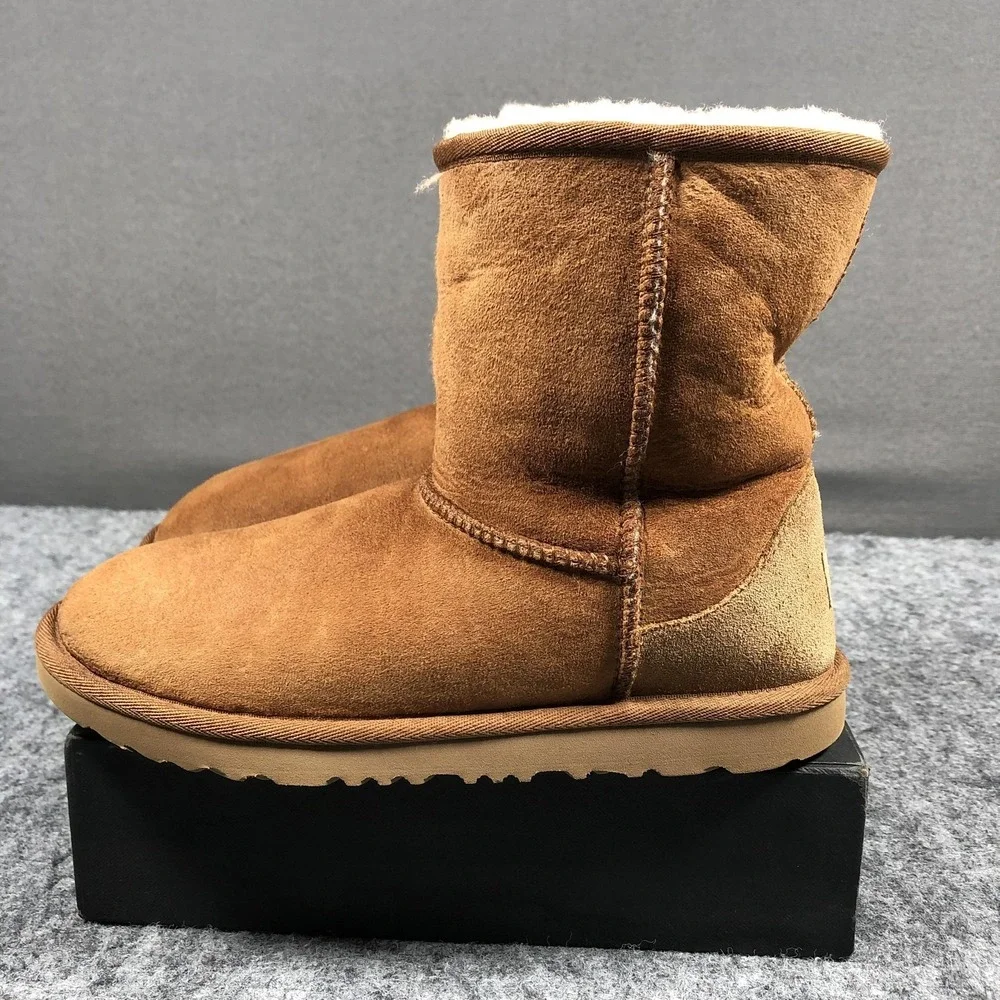 UGG Shearling Boots Girls 6 Brown Suede Sheepskin Lined Pull On‎ 1017703K